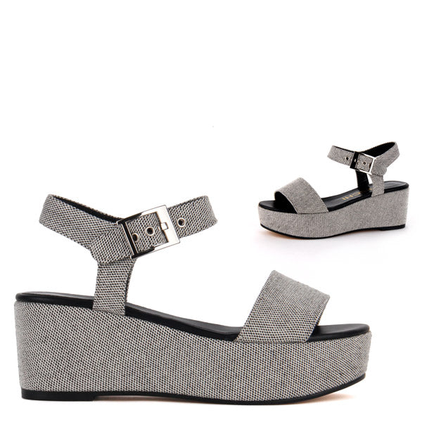 Petite Size Grey Flatform Sandals by 