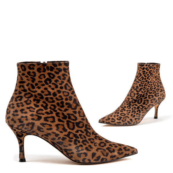 Petite Size Leopard Print Ankle Boots 