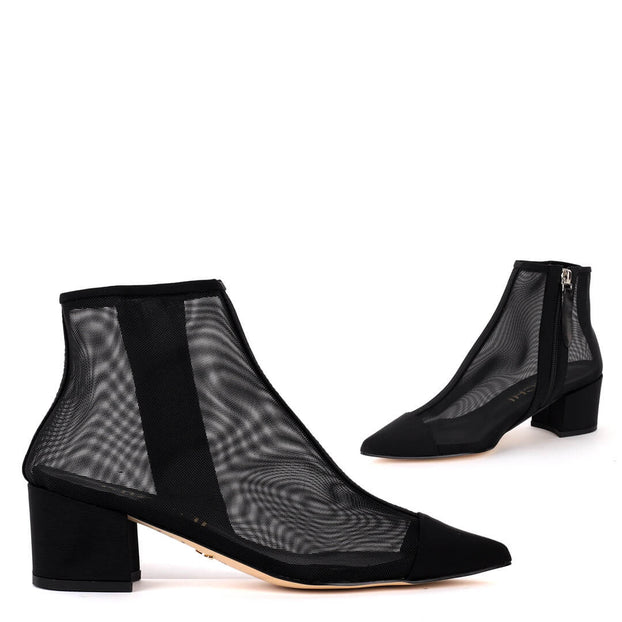 black mesh ankle boots