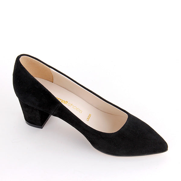Petite Size Black Suede Mid Heels COURTNEY - by Pretty Small Shoes