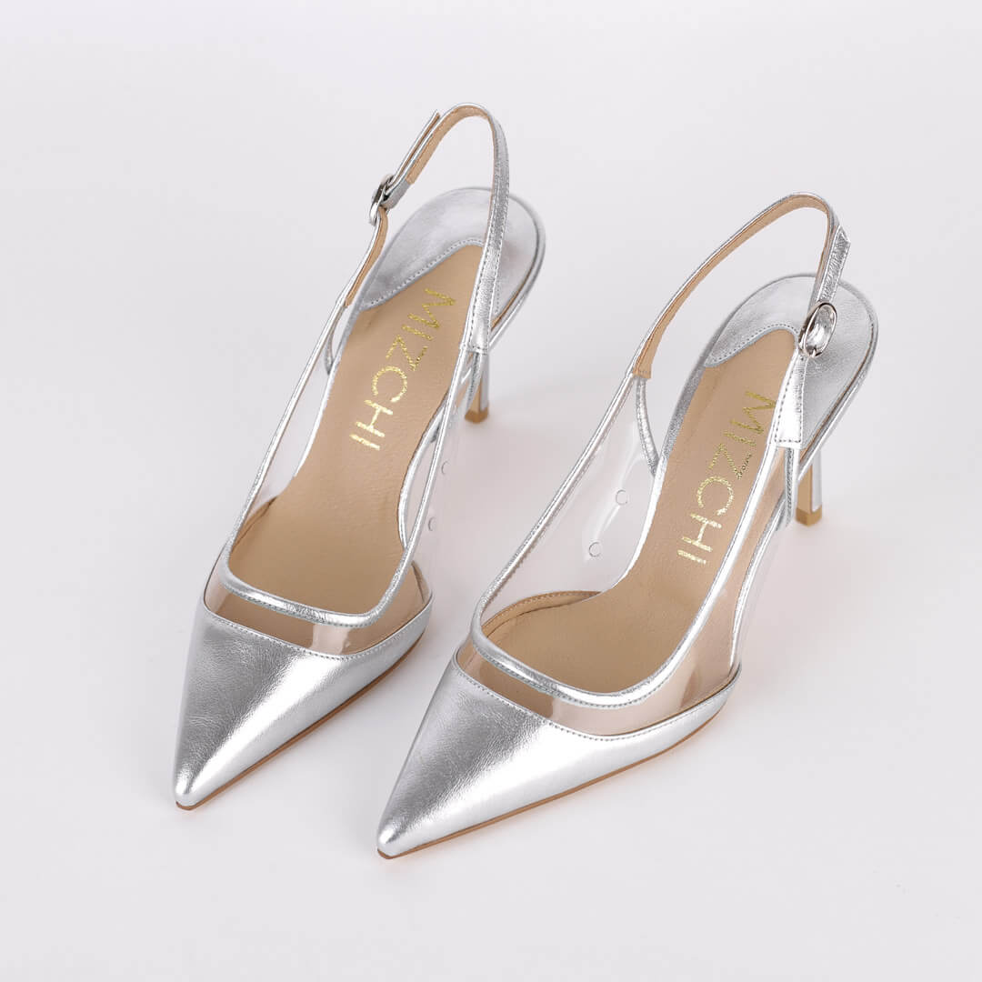 silver party shoes mid heel