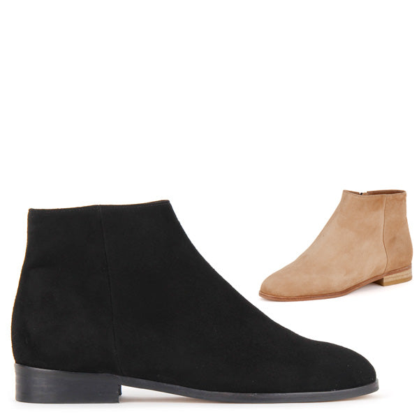 round toe suede ankle boots
