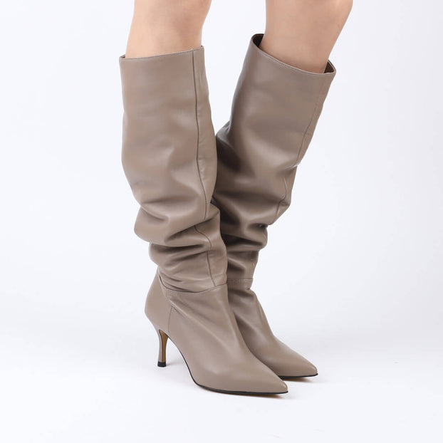 khaki long boots