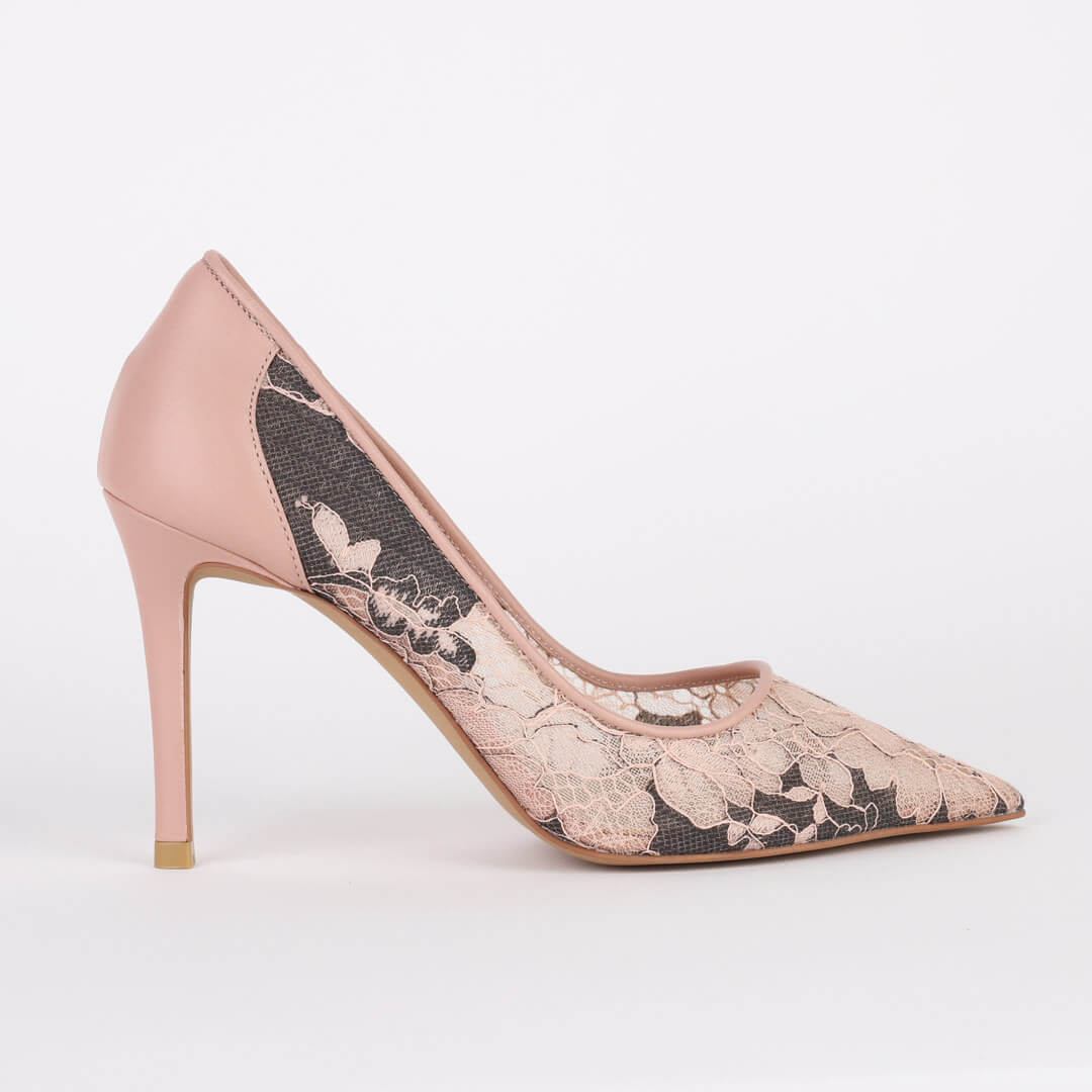 Lace Pattern Stiletto Courts 