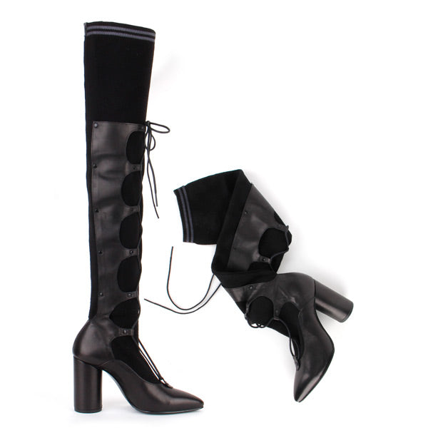 black sock boots small heel