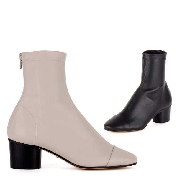 Ivory Block Heel Boots. MIZCHI Pretty 