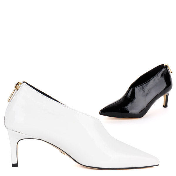 white mid heel shoes