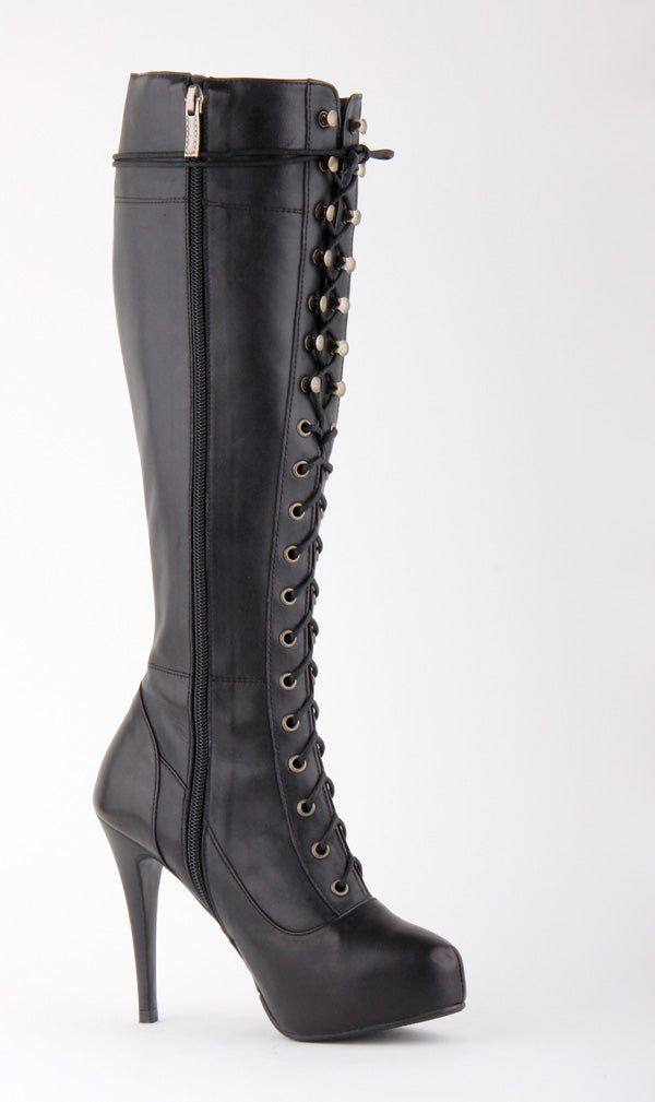 Small Size Black leather lace Up Knee Boots Run This Town By Pretty ...