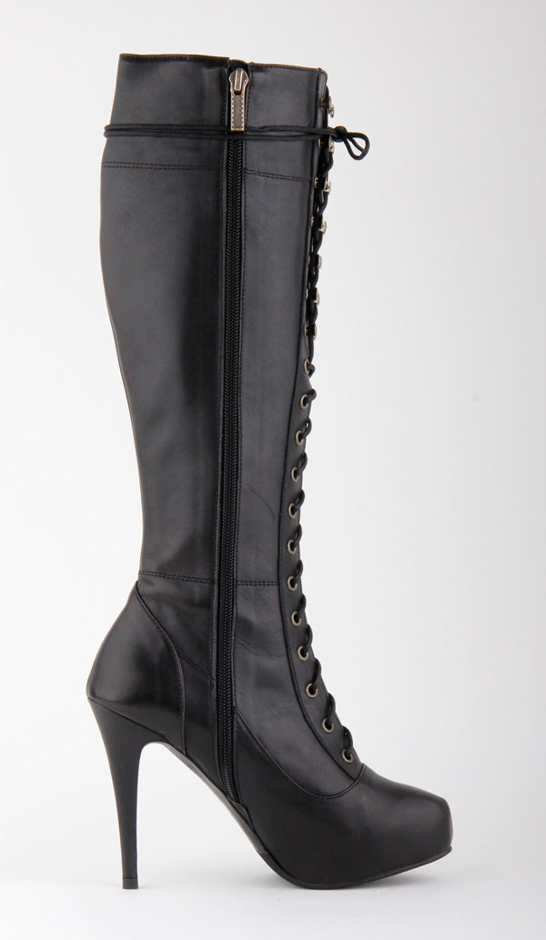 Small Size Black leather lace Up Knee Boots Run This Town By Pretty ...