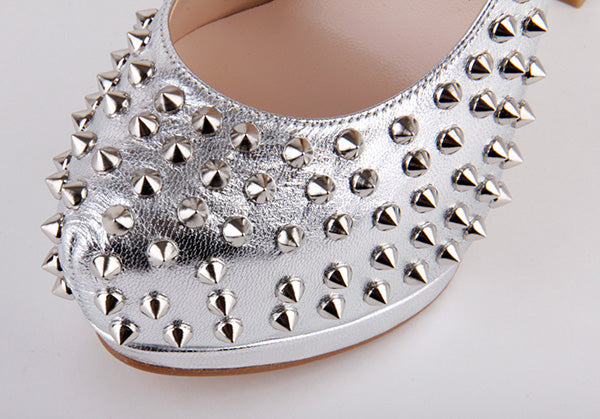 wedding diva silver studded super high heels petite | Pretty Small Shoes