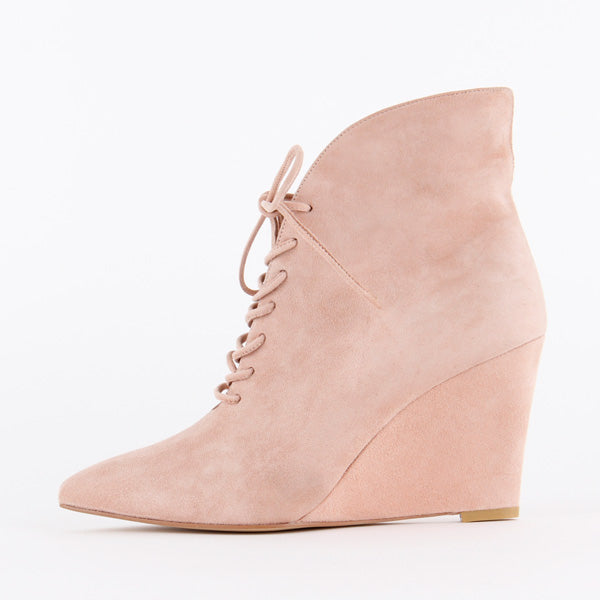 Petite Size Suede Ankle Boots In Pink Or Black Nyla by Pretty Small Shoes