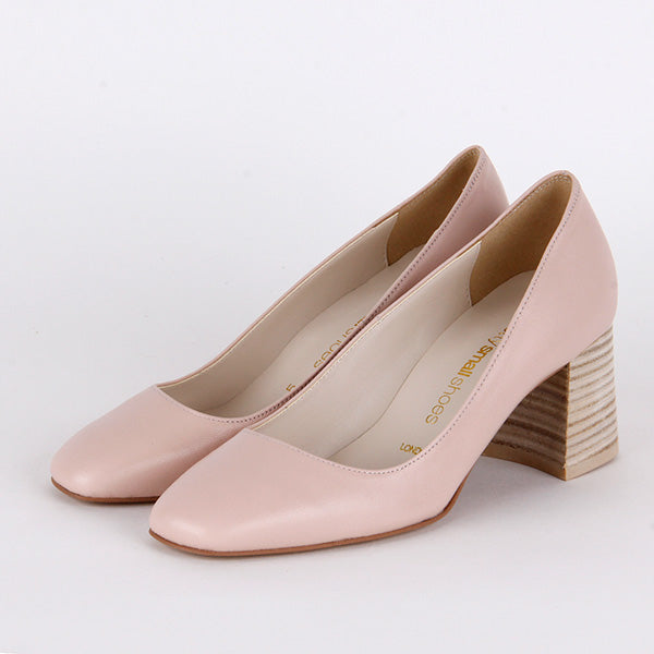 Small Size Low Price Block Mid Heels - MINNY rose by Pretty Small Shoes