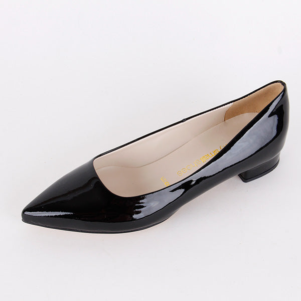 black patent pointed flats