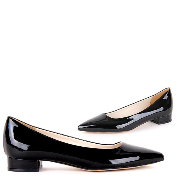 black patent flat shoes