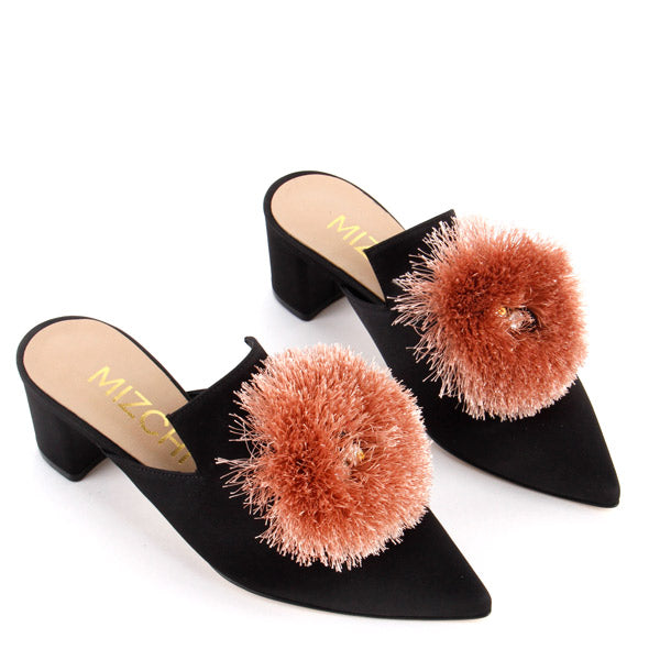 black slipper heels