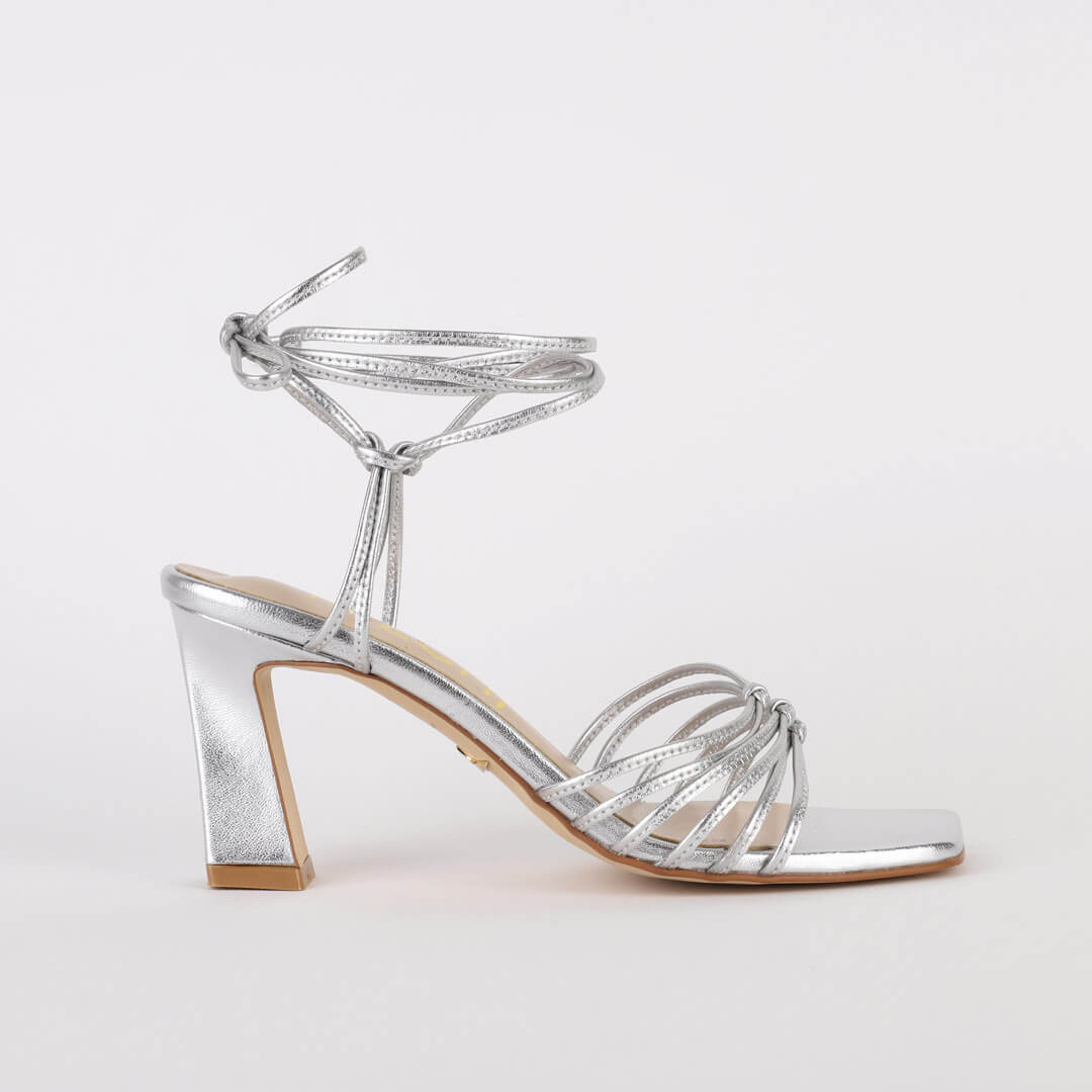 Petite Size Silver Strappy Sandals by MIZCHI Pretty Small Shoes