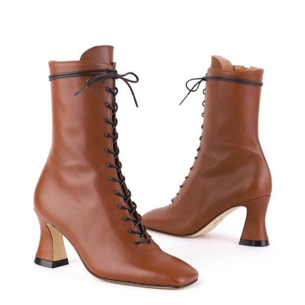 block heel lace up ankle boots