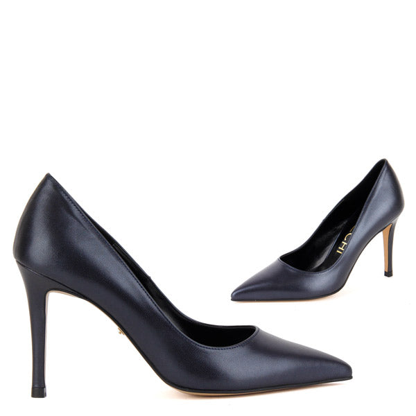 navy heeled court shoes