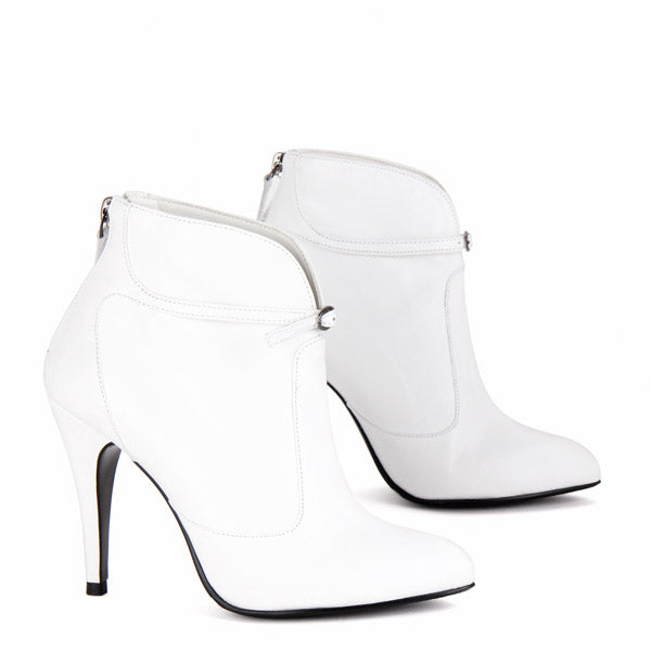 white ankle boots black heel