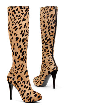 leopard skin knee high boots