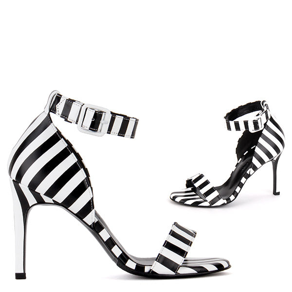 black striped sandals