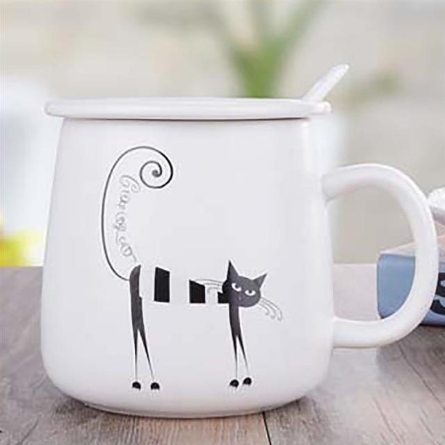 Mug Chat 400ml The Cafe 4 Modeles Couvercle Cuillere Bonheur De Chat