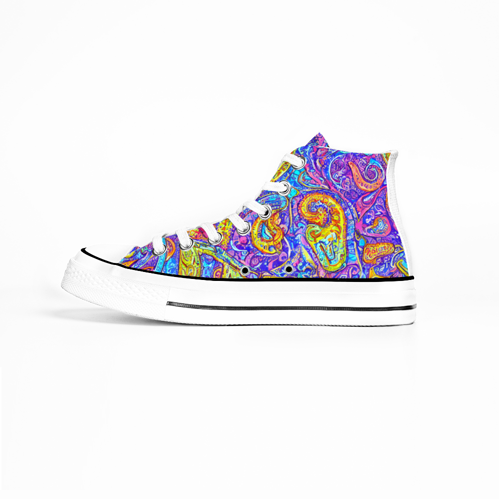 Paisley Pattern Collection - Classic Unisex High Top Canvas Sneakers
