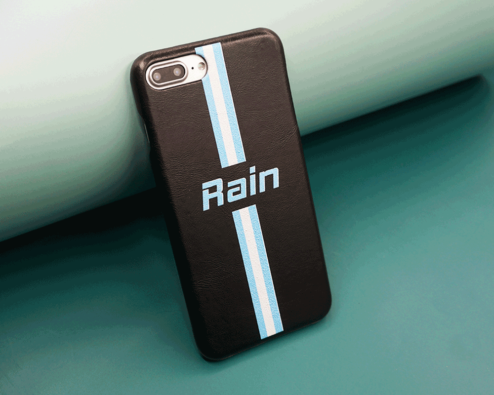 personalized leather phone case with initials and name