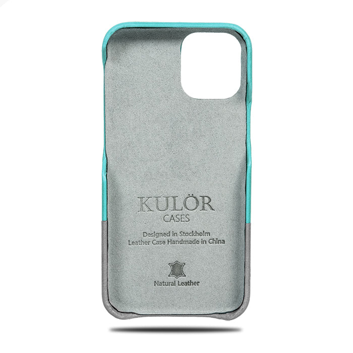 Personalized Ocean Blue Pebble Gray Iphone 12 Pro Leather Case Kulor Cases