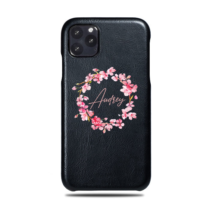個性化的粉紅色花朵iphone 11 Pro Max 黑色皮套 Kulor Cases