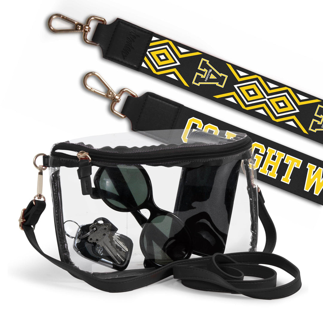 Appalachian State Custom Printed Purse Strap for Women in Black and Gold