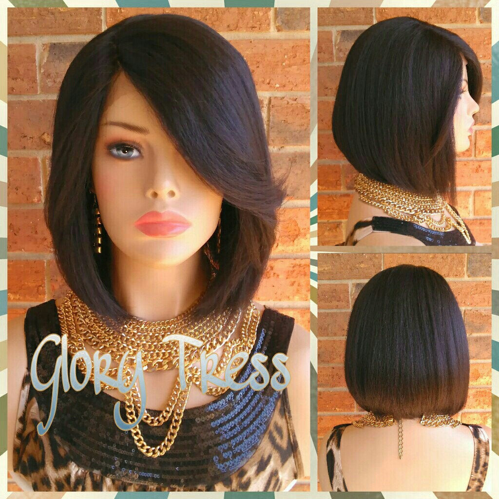 brown long bob wig