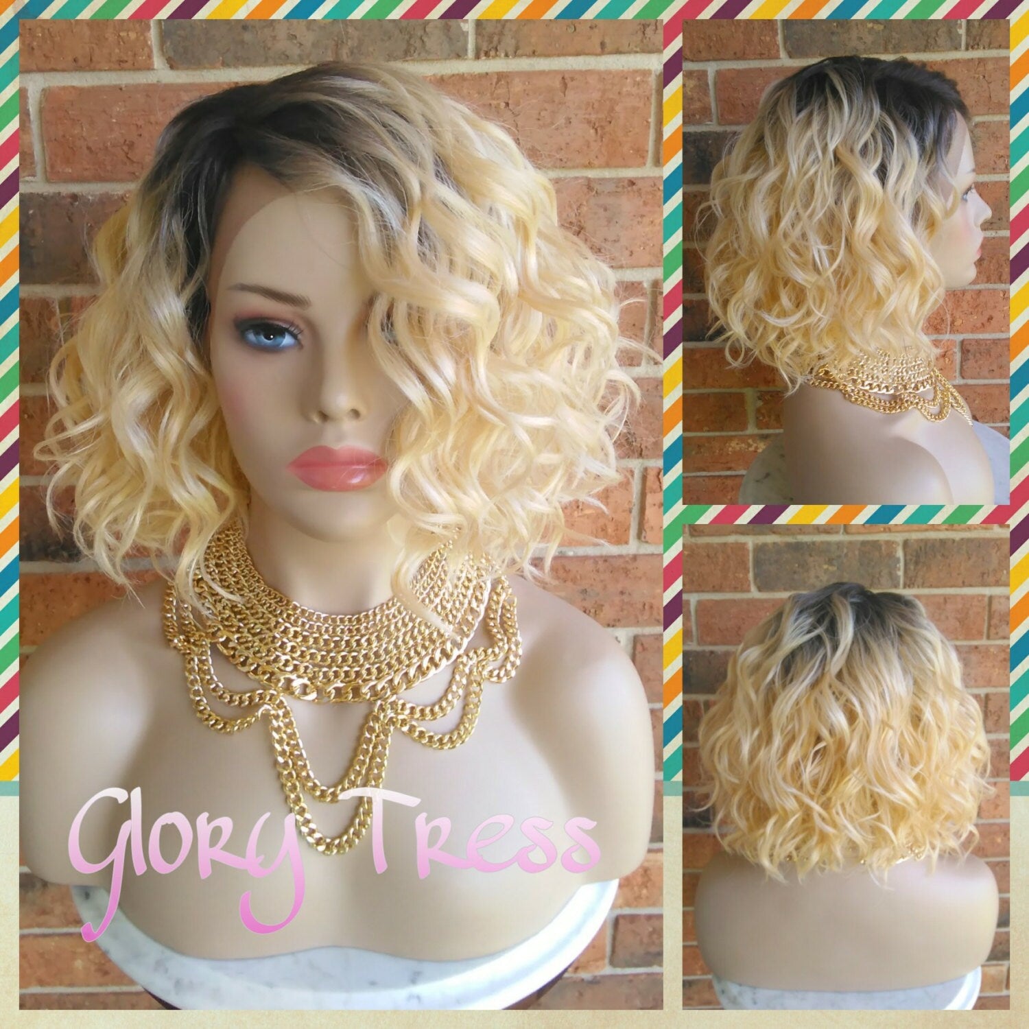 curly blonde bob wig