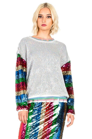 sequin sleeve sweatshirt