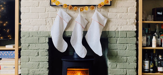DIY Linen Christmas Stockings