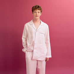 Men's Blush Pink Linen Pajama Shirt (Top Only) | Piglet in Bed US