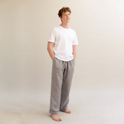Men's Gray Linen Pajama Shirt (Top Only)