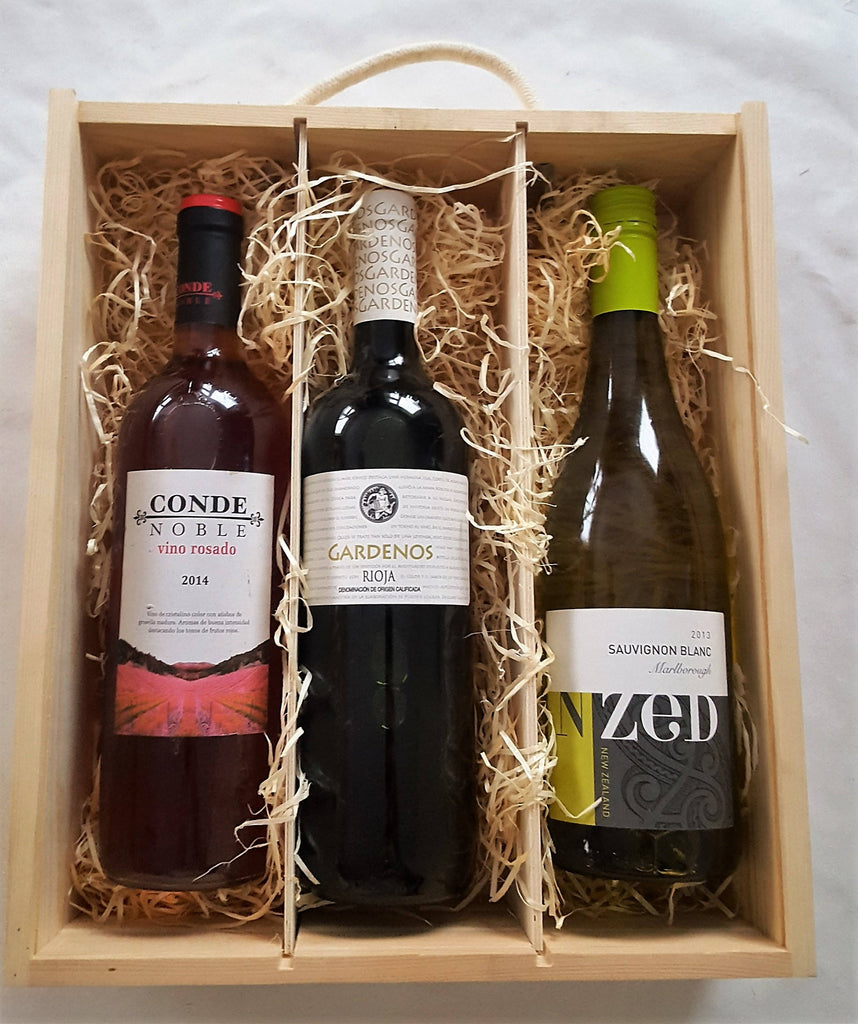 Wooden three bottle Wine Box, Christmas Wine Box
