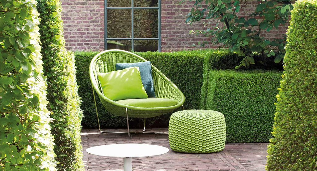 Paola Lenti Sustainability Casa Design Boston Outdoor Furniture Nido Lounge Chair Pouf
