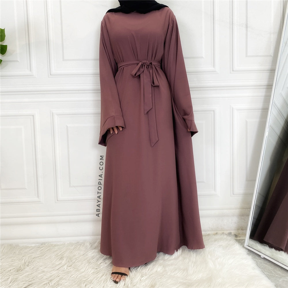 Plain and Simple Closed Loose Abaya with Wide Sleeves - Purple Mauve ...