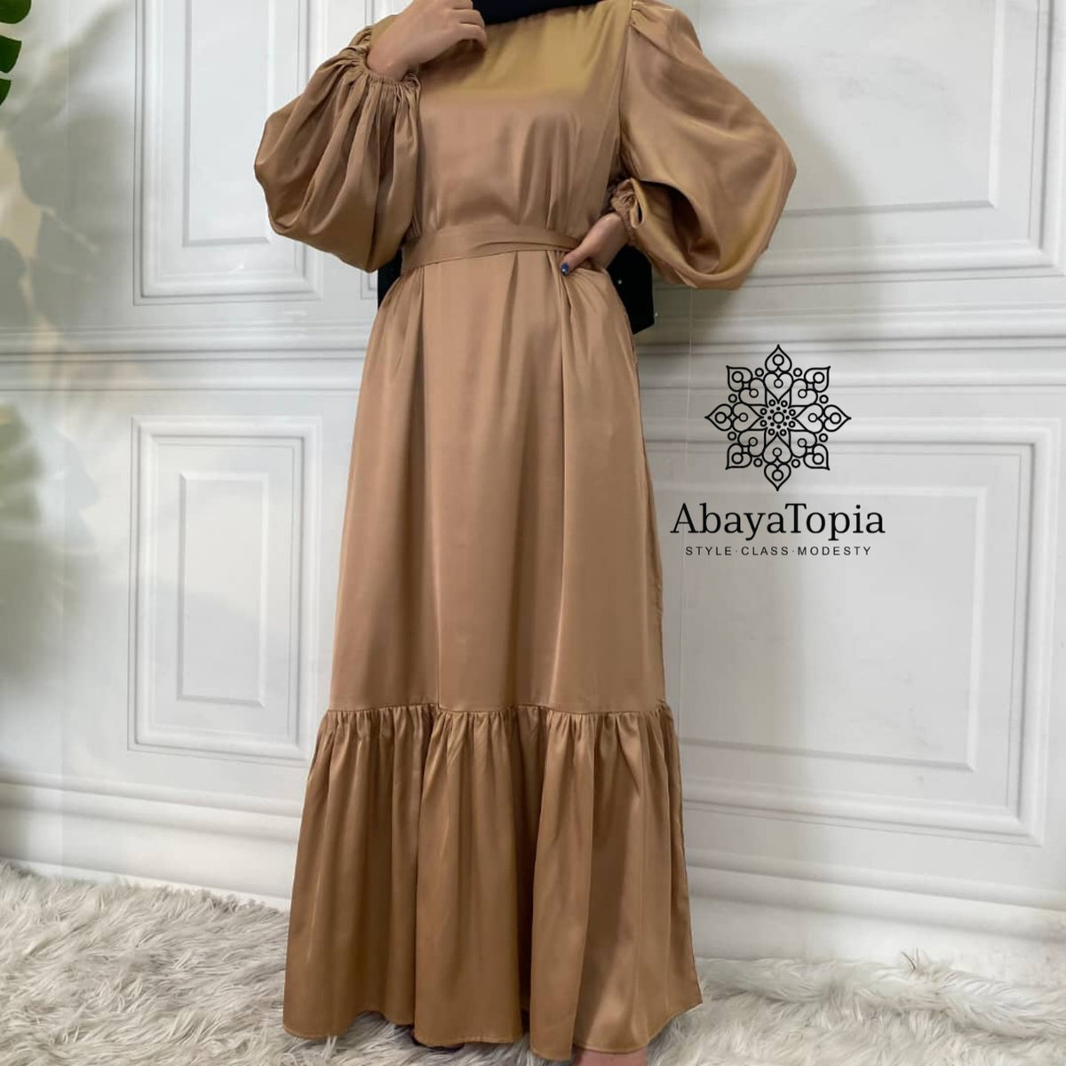 Shakeela Solid Satin Maxi Abaya Dress with Pockets - Diff Colours ...