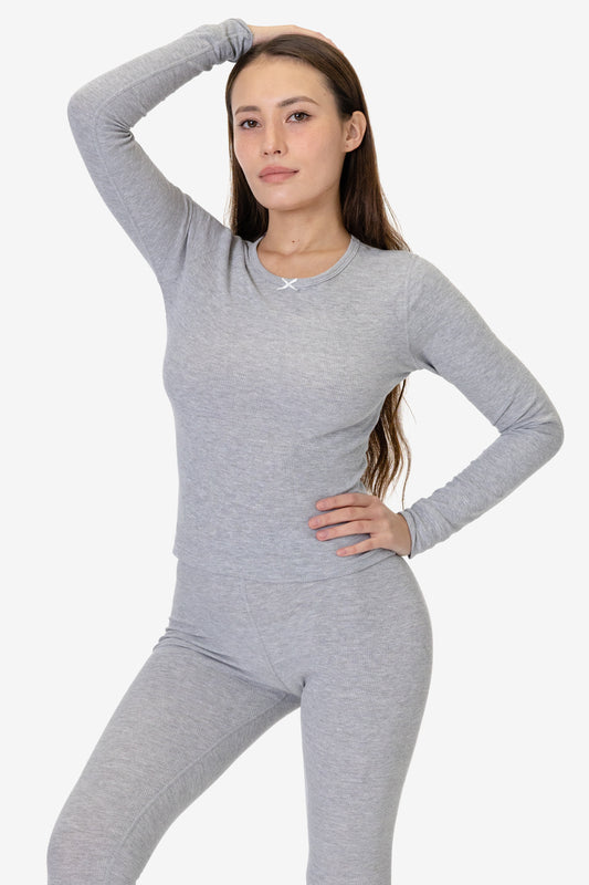 Yoga Cotton Rib Long Sleeve Top in SOFT ECRU