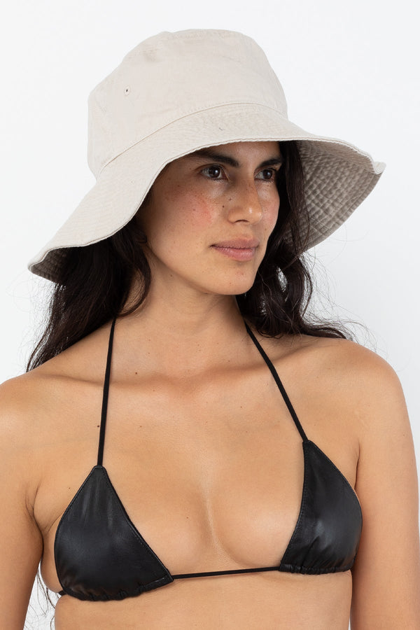 Los Angeles Apparel | Wide Brim Bucket Hat in Putty, Size S/M