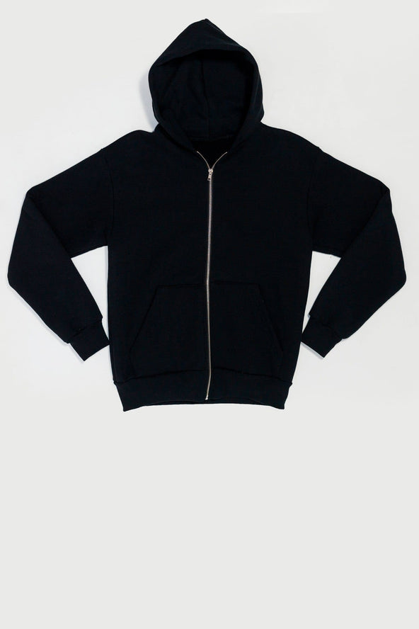 black fleece zip up hoodie