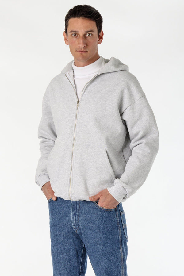 denim zip through hoodie