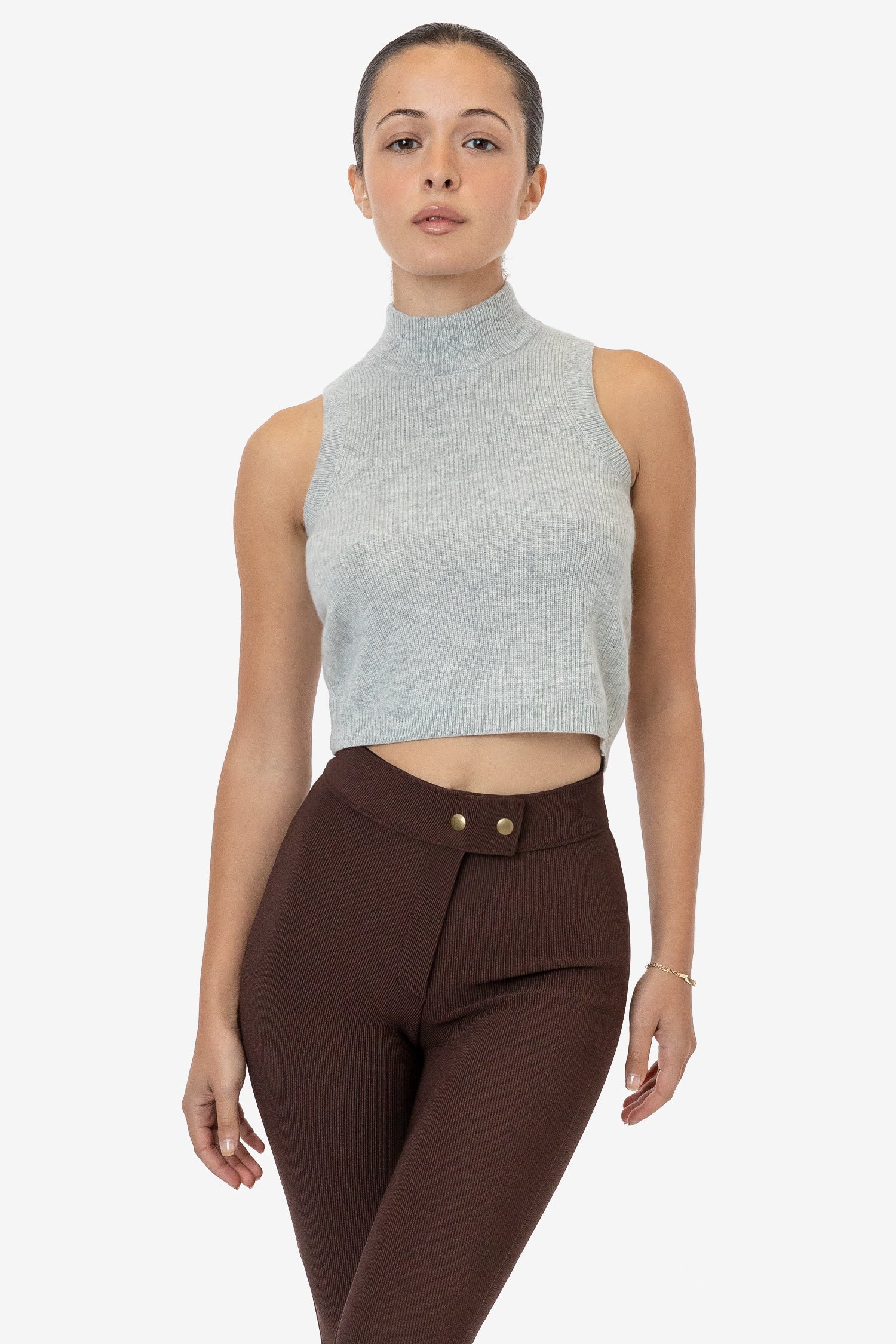 RFK45GD - Cotton Knit Sleeveless Mock Neck Sweater – Los Angeles