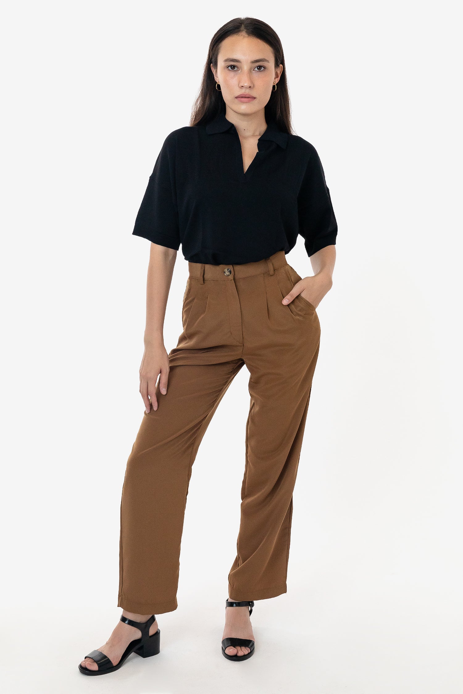 RSAPP350 - Poly Pleated Straight Leg Pant – Los Angeles Apparel