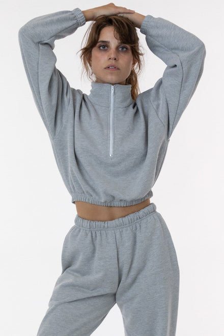 cropped fleece half zip