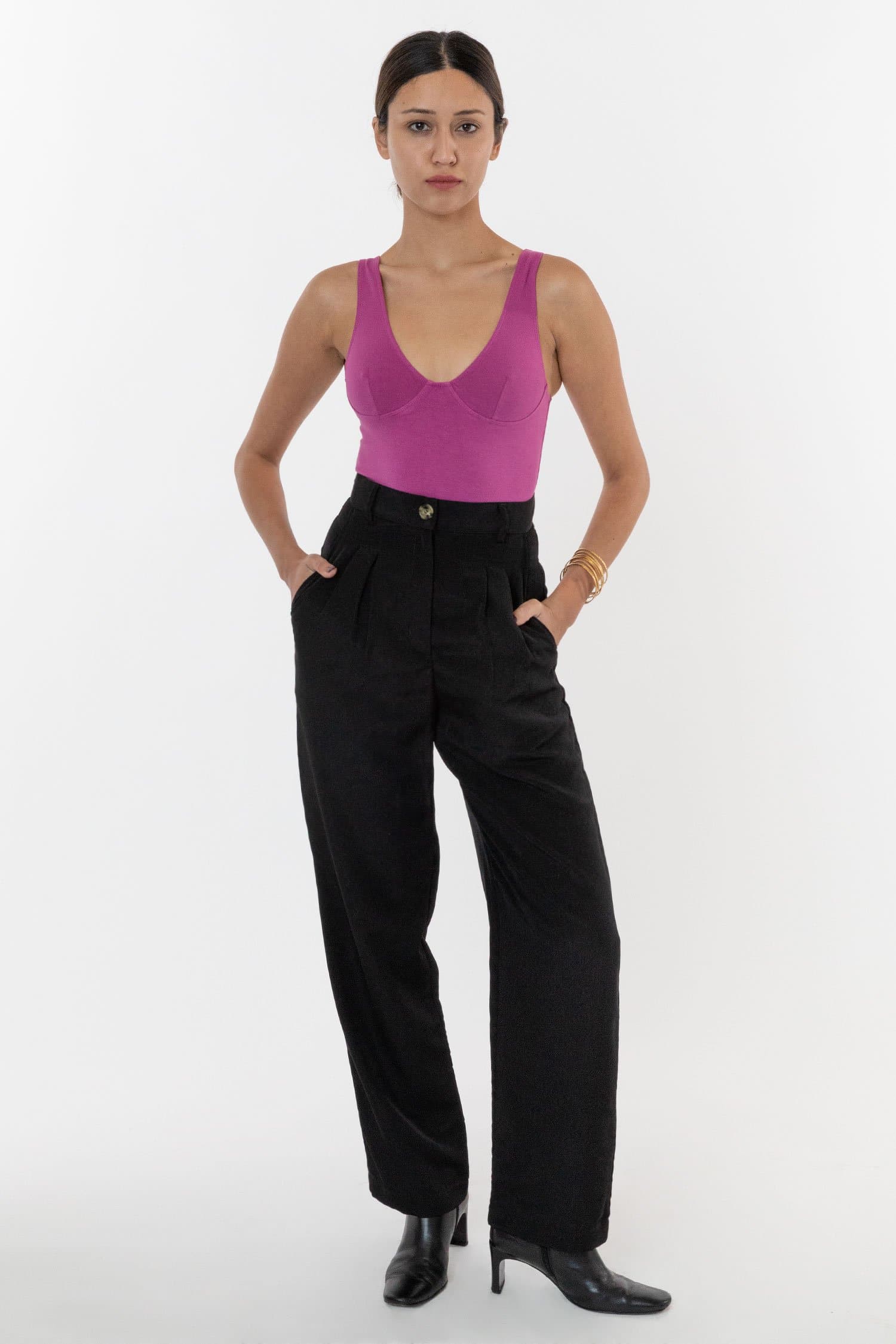 RSAPP350 - Poly Pleated Straight Leg Pant – Los Angeles Apparel