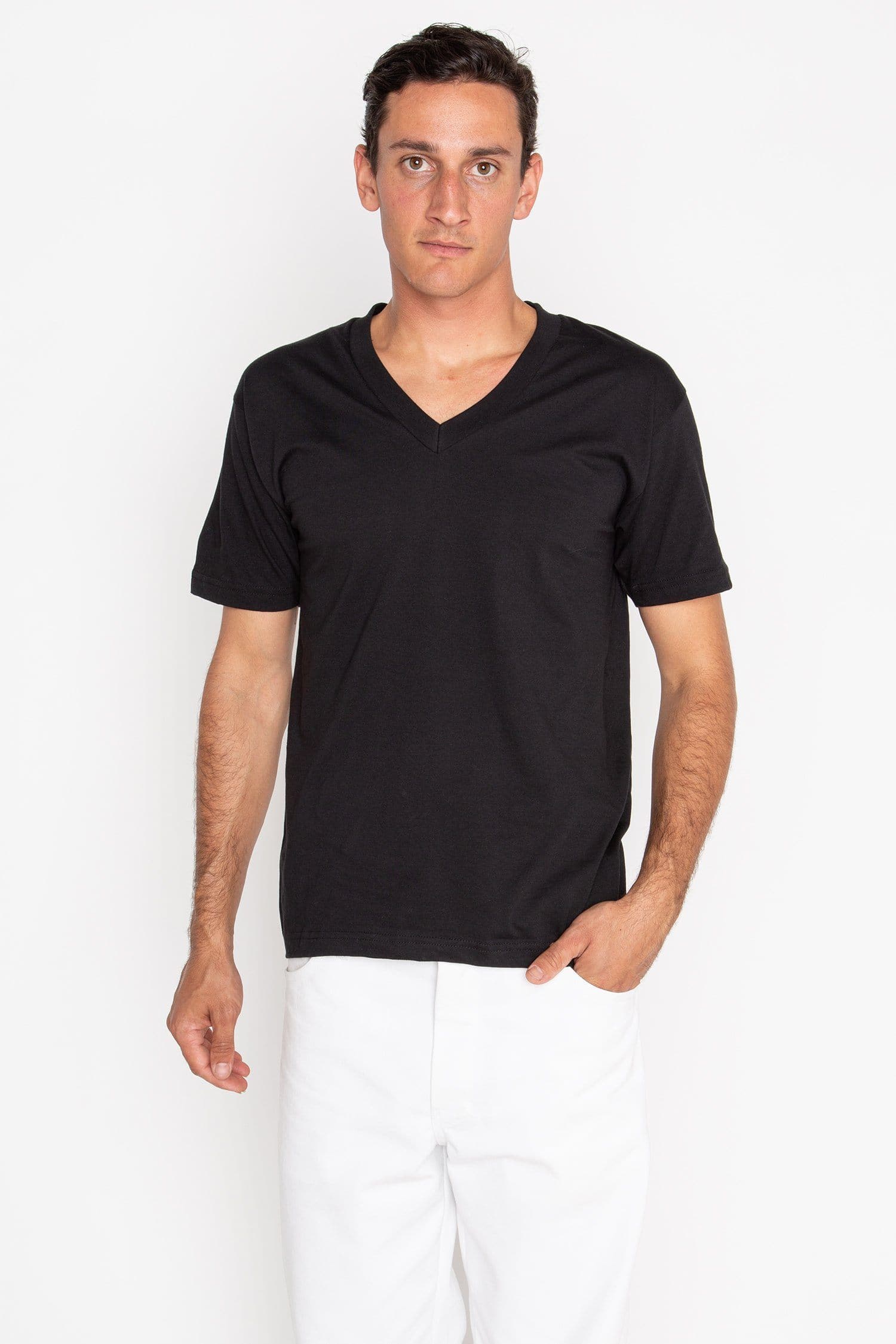 24056 - Fine Jersey V-Neck T-Shirt – Los Angeles Apparel